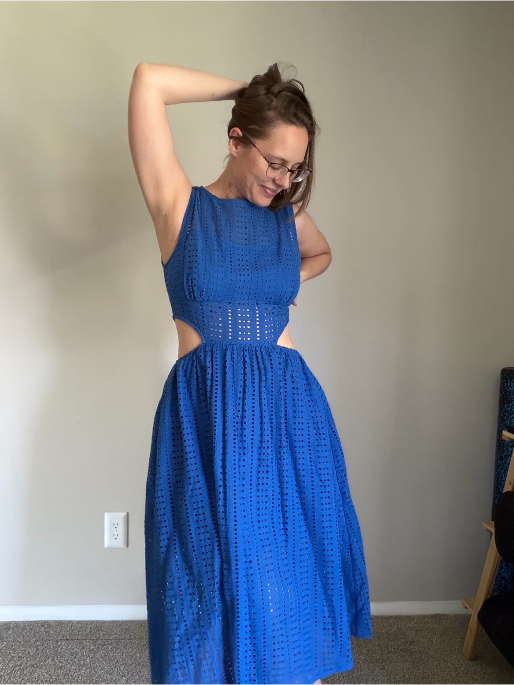Petal & Pup Maude Royal Blue Eyelet Cutout Midi Dress Sz US 10 NWT Bridal Party